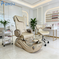 Fauteuils de Pédicure Spa Électriques Inclinables de Luxe Modernes Dorés pour Salon de Manucure