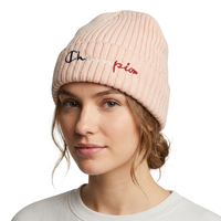 Bonnets en velours doublés, personnalisés et brodés, bonnet de ski thermique en tricot côtelé rose clair pour femmes, par temps froid