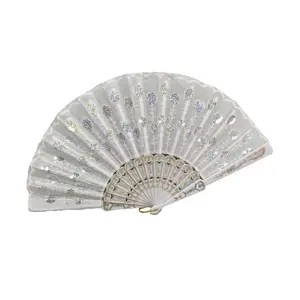 Retro Peacock Folding Fan Hand Plastic Lace Dance FansHome Crafts