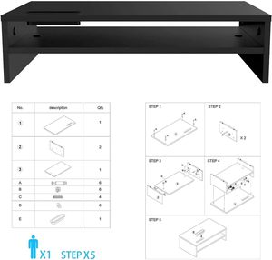 Support d'écran d'ordinateur ergonomique en bois à double couche avec fonction de rangement, pliable pour bureaux et organiseurs de tiroirs de bureau - Product Image 6
