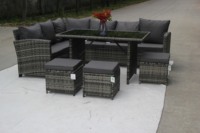 Conjunto de Sofás de Ratán para Exteriores, Moderno, Portátil y Cómodo, con Estructura Metálica para Piscina y Jardín