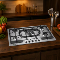 Cuisinière à gaz commerciale à 5 brûleurs en acier inoxydable pour restaurant, plaque de cuisson de cuisine professionnelle