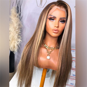 Venta al por mayor Caramel Honey Blonde <span class=keywords><strong>Balayage</strong></span> On Brown Hair Straight 13x4 Pelucas delanteras de encaje - Product Image 2