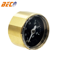 Factory Supply 28mm Mini High Pressure Gauge 0-300bar Mechanical Pointer Type with Original Copper-colored Case High Precision