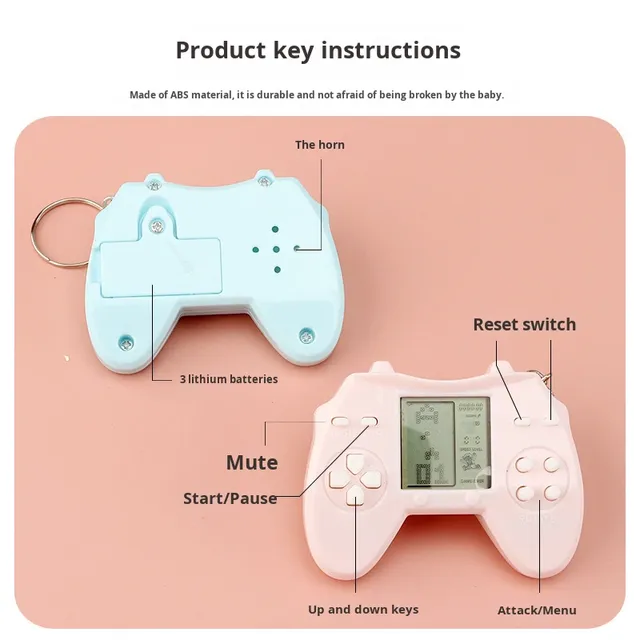 2025 Hot-selling Retro Nostalgic Cartoon PVC Mini Handheld Game Controller Console Keychain