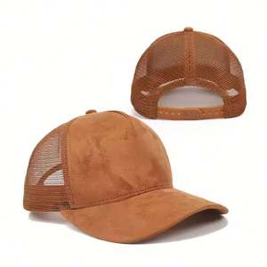 Casquette de baseball en daim à 5 panneaux personnalisée, noire, de haute qualité, avec logo personnalisé, pour hommes - Product Image 2