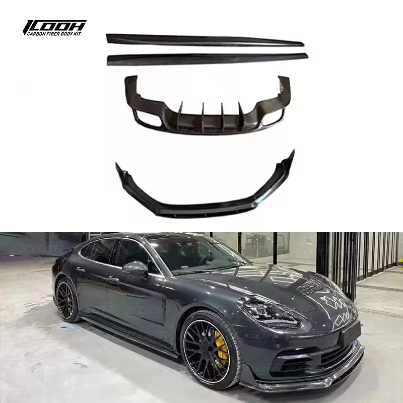 Icooh Racing Carbon Fiber Body Kit Voor Lip Splitter Achter Diffuser Lip Sideskirts Voor Porsche Paramera 971 2018-2023