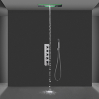 Ensemble de douche colonne cascade LED chaud/froid pour salle de bain, 4 fonctions, grande taille 600*330mm