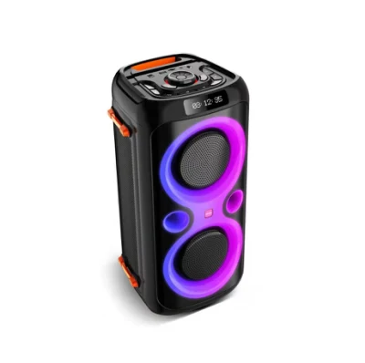 T 6.5 Inch Home Radio DJ Portable Speakers Sound Box Party Karaoke Disco Flashing Light Trolley Speaker