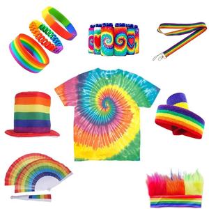 Produtos promocionais impressos personalizados Comemore o dia do orgulho Parade Rainbow Headband Wig Itens promocionais - Product Image 1