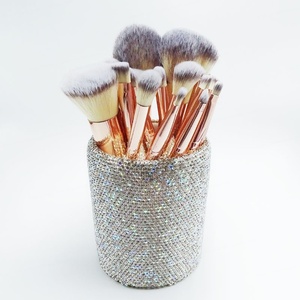 Ensemble de pinceaux de maquillage à strass de marque privée, poils synthétiques, pinceaux cosmétiques pour les yeux avec sac OPP - Product Image 4