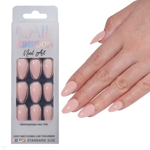 Faux ongles courts en amande à presser avec colle pour femmes, 32 pièces - Product Image 5