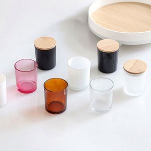 Vente en gros de pots à bougies en verre à large ouverture, personnalisables, de luxe, blancs, noirs, mats, vides, 8 oz, 10 oz, 14 oz, avec couvercle en liège en bois, sur mesure - Product Image 6