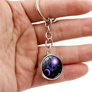 Fashion Cheap Practical Alloy Metal 12 Constellation Designer Designer Keychains Glass Photo Crystal Designer Designer Keychain Custom Alloy Designer Designer Keychain