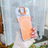 Coque de téléphone TPU+PC pour iPhone 17 16 15 14 13 12 Pro Max 16Plus Air, pare-chocs transparent avec support d'objectif en alliage métallique