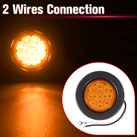 Feux de position latéraux ambrés à 13 LED de 2,5 pouces avec joints en caoutchouc, feux de remorque ronds avec œillet et câble de raccordement pour camion, remorque, camping-car
