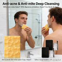 Sulfur Soap Anti-Mite Sea Salt Bamboo Charcoal Cool & Refreshing Moisturizing Face & Body Soap