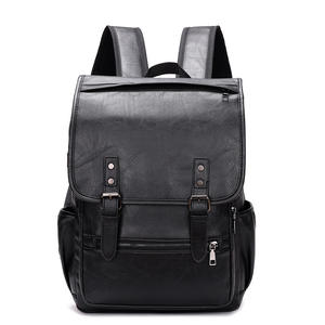 Custom Vintage 16-inch Laptop <b>Backpack</b> Men Soft Pu Leather Large Capacity Retro Business Style Waterproof Closure - Product Image 6