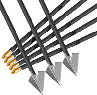 Flèches en carbone de 31 pouces, 6 pièces, avec pointes en acier inoxydable et nocks lumineux en plastique pour arc à poulies/arc classique, Spine 300 350