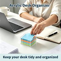 Support de notes adhésives autoportant en acrylique transparent personnalisé et distributeur de bloc-notes pour dortoir et bureau – Organisateur de bureau mignon