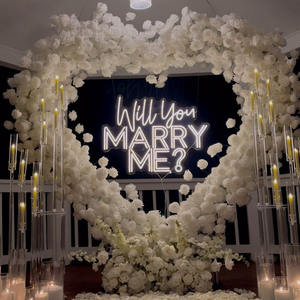 Arche de fleurs en forme de cœur rouge pour mariage Y-HFA141, arche de fleurs de luxe en forme de cœur, arche de fleurs artificielle faite à la main en soie pour la décoration - Product Image 4