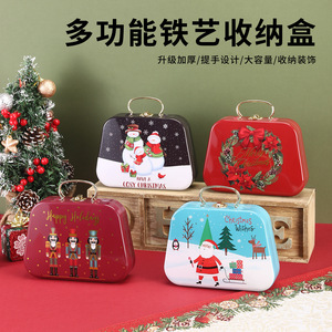 Caja Metálica de Almacenamiento Navideña con Asa, para Regalos, Dulces y Galletas, Vacía - Product Image 3