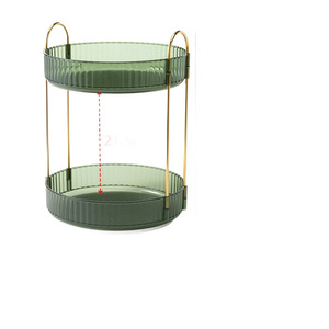 <b>Rotating</b> Cosmetics <b>Storage</b> <b>Rack</b> 2 Tier Round Freestanding Bathroom Shelves - Product Image 2