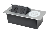 Prise escamotable en alliage d'aluminium 1 prise USA USB Type C Charge sans fil 15W Argent