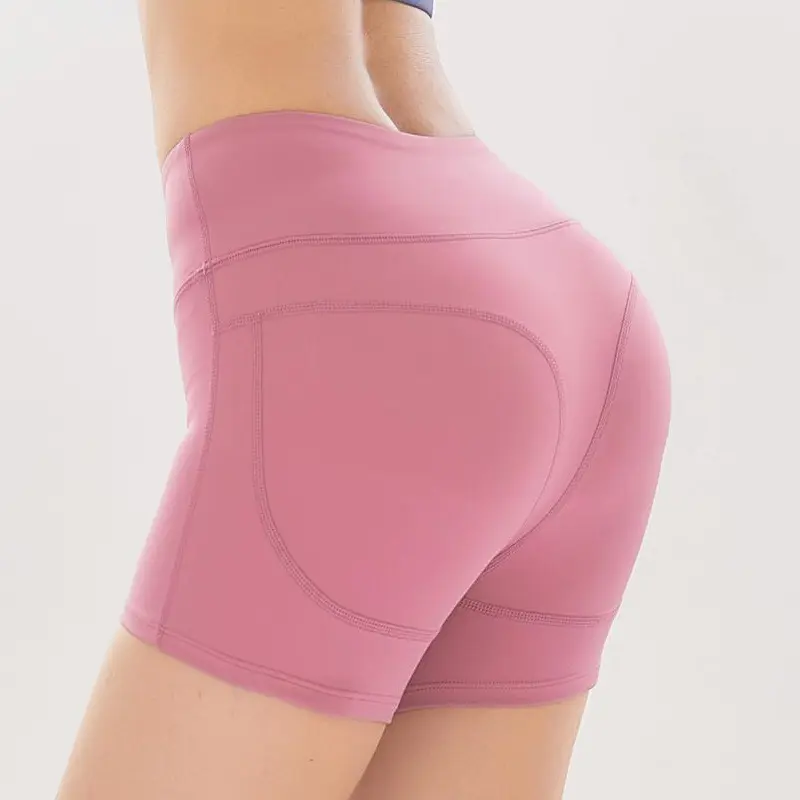 Short de yoga de compression pour femmes Push up Booty Hot Shorts Taille élastique Respirant Teint uni