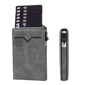 Porte-cartes antivol en métal Minibook pour hommes, en PU, avec protection RFID, en alliage d'aluminium brossé, pour cartes de crédit en Europe, en Amérique, commerce extérieur, Amazon - Product Image 2