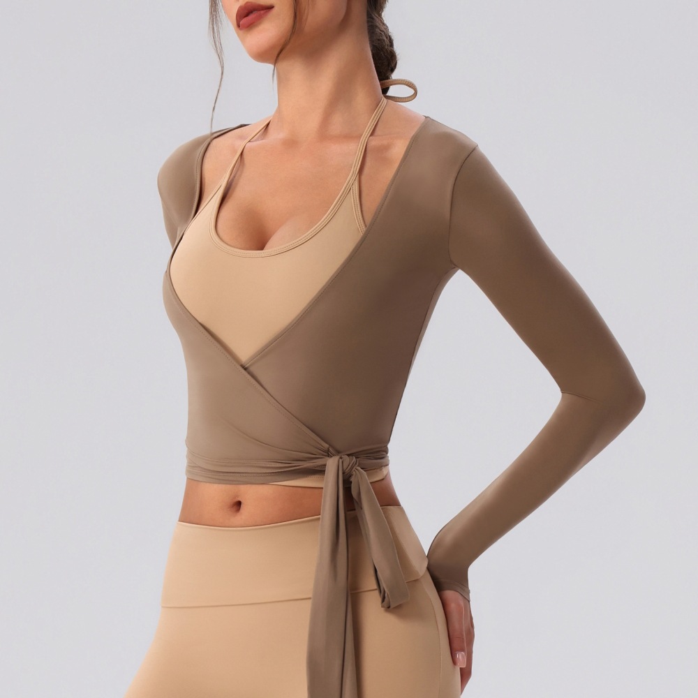 2026 New Long-sleeved Sexy Breathable Solid-color Nylon Yoga Top