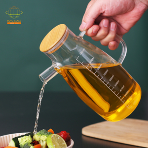 Pot d'huile en verre à haute teneur en borosilicate étanche avec poignée et couvercle en bambou <span class=keywords><strong>pour</strong></span> ustensiles de cuisine avec échelle de capacité - Product Image 5