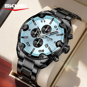 Montre chronographe à quartz personnalisée pour homme, bracelet en acier inoxydable, grand cadran à trois aiguilles, logo OEM personnalisé, cadeau de luxe - Product Image 1