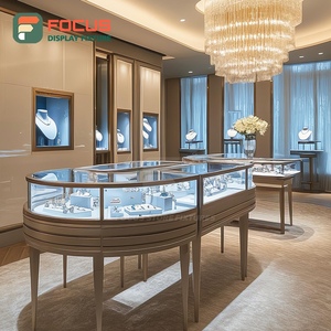 Vitrina de Exhibición de Joyería de Vidrio de Lujo Premium, Mueble de Exhibición Interior Moderno para Boutique con Iluminación LED de Madera y Metal - Product Image 4