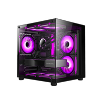 Gabinete Ruix Carnival S2 M-ATX, Vista Panorámica, Cristal Templado, Mini Gabinete para Computadora, 7 Posiciones para Ventiladores, Compatible con Refrigeración Líquida de 240 mm