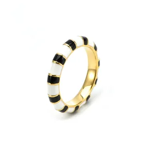 Custom Wholesale Gold Plated Stainless Steel Female Fancy Jewelry Verified Supplier Popular Enamel Finger Ring For Women