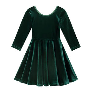패션 소녀 3/4 소매 크리스마스 레드 벨벳 아기 소녀 Twirly 드레스 캐주얼 아이 소녀 드레스 - Product Image 3