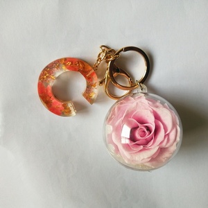 Llavero con letra <span class=keywords><strong>inicial</strong></span> de resina, gran oferta de fábrica, el mejor regalo de otro día, Rosa preservada - Product Image 4