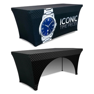 Logo personalizzato Spandex spappe De Table Stretch Satin copri tavolo elasticizzato Picnic <span class=keywords><strong>per</strong></span> esposizione fiera tovaglie usa e getta - Product Image 1