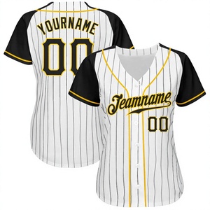 Maillot de baseball unisexe personnalisé à rayures, col en V, manches courtes, respirant, ajusté, vêtements de sport, impression par sublimation du nom de l'équipe, 100% polyester - Product Image 1