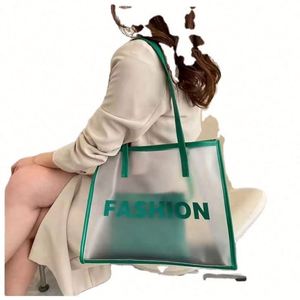 Bolsa de Compras de PVC Transparente Impermeable con Asa de PU, de Gran Capacidad, para Viaje o Playa, con Logotipo Personalizado, MOQ Bajo - Product Image 5