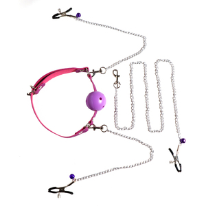 Jouet BDSM oral féminin SM en cuir PU avec chaîne à clip et muselière pour équipement de bondage - Product Image 3