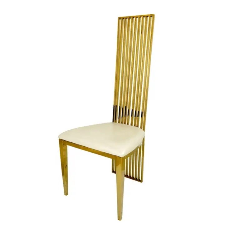 Современные высокие современные роскошные дизайнерские золотистые металлические обеденные стулья из нержавеющей стали momoda с высокой спинкой