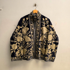 Elegant <b>Velvet</b> Knitted Stand Collar Turtleneck Jacket Floral Embroidery Full Sleeve Autumn Winter <b>Women's</b> <b>Coat</b> - Product Image 1