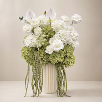 Boule de fleurs artificielles personnalisée PPS, blanche et verte, pour centre de table de mariage et décoration d'événements