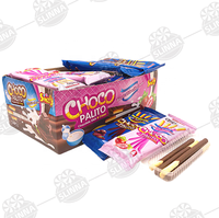 Bâtonnets de biscuits enrobés de chocolat halal en gros, saveur chocolat et crème de fraise, emballage individuel, collation pour enfants