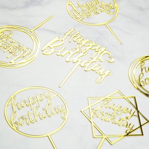 Juego de 6 Adornos para Pastel Dorados, con Purpurina de Doble Cara, Adornos Acrílicos para Cupcakes de <span class=keywords><strong>Feliz</strong></span> <span class=keywords><strong>Cumpleaños</strong></span>, Decoraciones de <span class=keywords><strong>Cumpleaños</strong></span> para Niños - Product Image 2