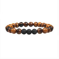 Style classique naturel oeil de tigre pierre perlée pour Bracelet Unique pierre de lave Yoga bijoux de mode mat noir Onyx perle boule