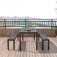 Conjunto de Mesa y Sillas Multifuncional para Exteriores, Resistente a la Corrosión y a los Rayos UV, Diseño Moderno y Sencillo para Jardín, Patio o Balcón