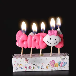 Velas de cera para meninas e meninos, divertidas, em forma de carta, feliz aniversário, bolo, glitter, arte de carta